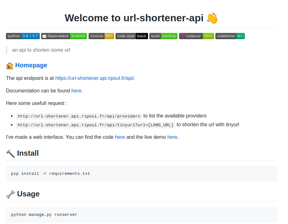 Url-shortener-api project example